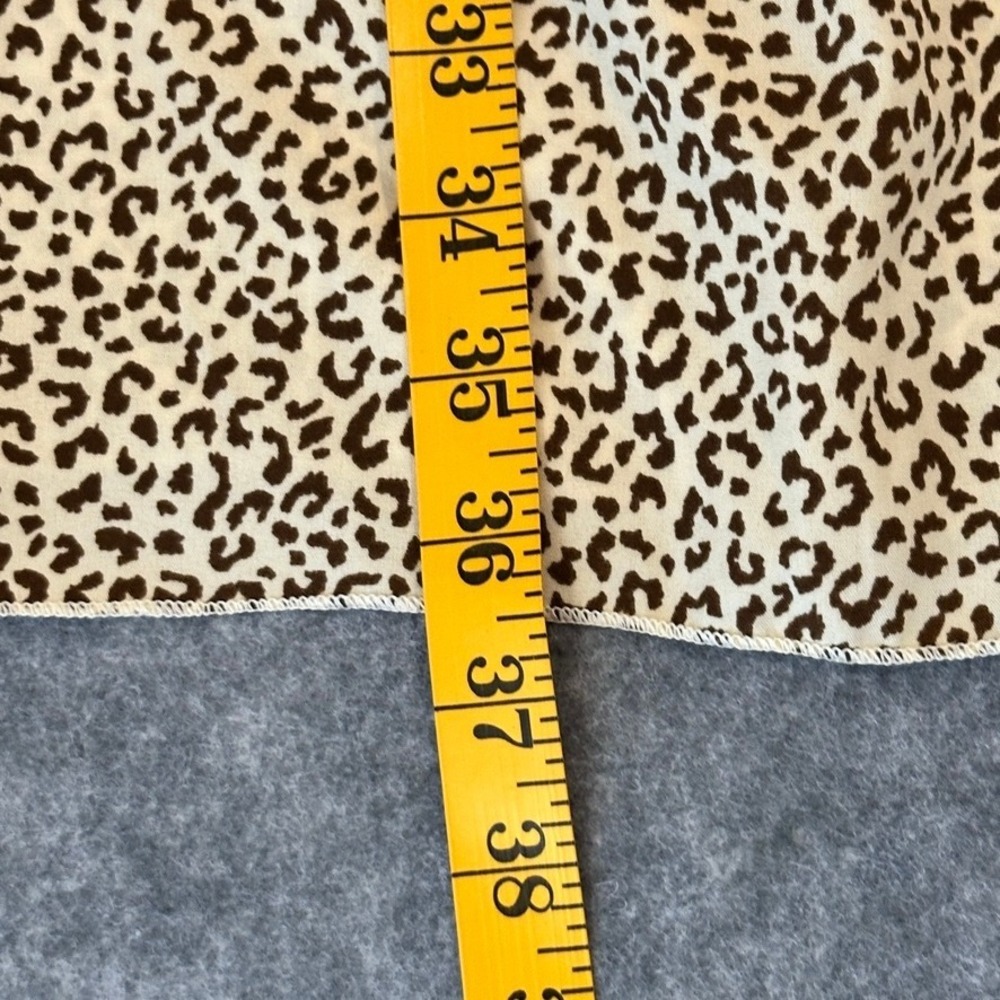 Emery Rose Leopard Print Babydoll Dress Brown Sleeves Tiered Casual SZ L - Picture 16 of 16